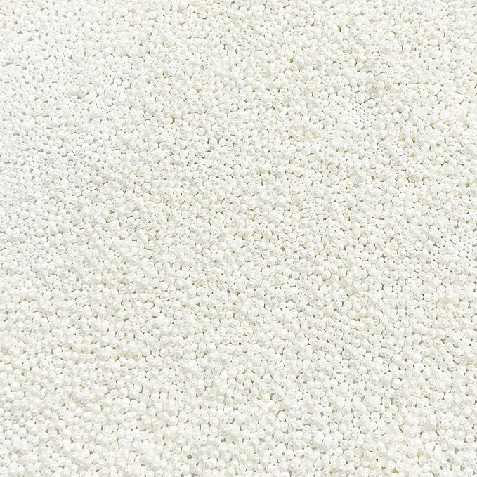 Homipooty Nonpareils Sprinkles Edible White Pearl Sugar sprinkles 110g/3.88oz 2mm Mini White Pearls Baking Cakes Cupcake Topper and Cake Decorations for Valentines Day Halloween Christmas