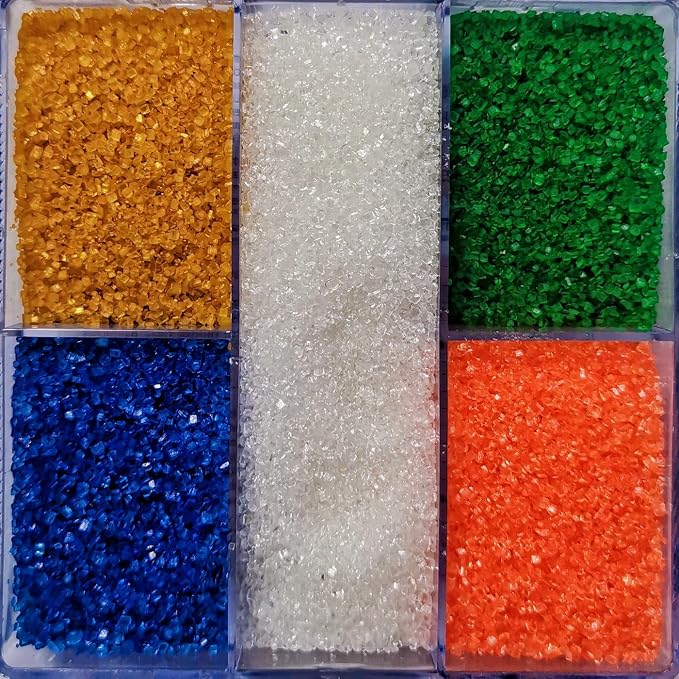 HeDeon&Rles White Gold Blue Green Orange Sanding Sugar Crystals Sparkling Sugar Crystals for Baking Icing Cookie Pancake Cake Toppers Halloween Christmas New Year Supplies