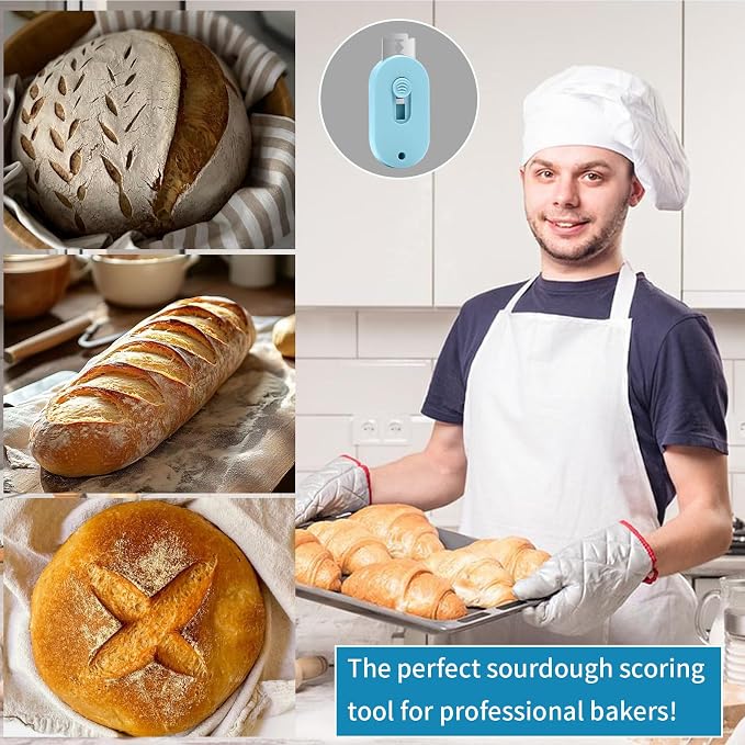 Herda Bread Lame Dough Scoring Tool, Retractable Magnetic Bread Scoring Tool With 5 Bread Razors & Scoring Patterns Booklet, Professional Bread Baking Scorer for Sourdough Bread, Baguette, Rye Bread