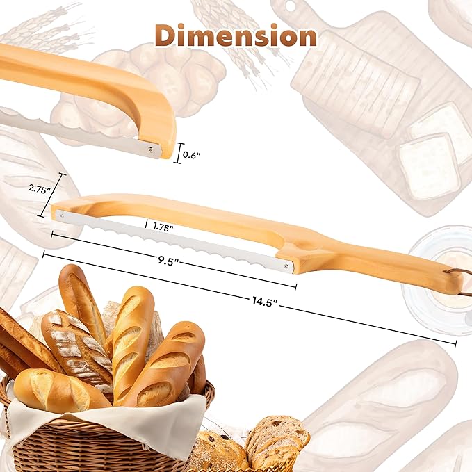 Pranski Bread Knife for Homemade Bread 14.5'' Sourdough Bread Knife, Premium Slicer for Homemade Bread, Baguettes and More Cuts Thin, Ergonomic Handler Premium Sharpness Blade