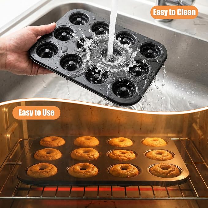 3 Pack Mini Fluted Tube Cake Pan, Non-Stick 12 Cavity Cake Baking Pan, Carbon Steel Mold For Cupcakes, Donuts, Brownies, 13.8 x 10.5 Inch