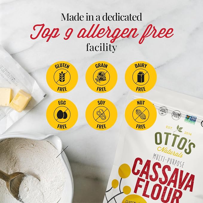 Otto's Naturals Multi-Purpose Cassava Flour, Non-GMO, Gluten-Free, Grain, Nut and Gum-Free, 1-to-1 Wheat Alternative, Paleo, AIP, 5 lb