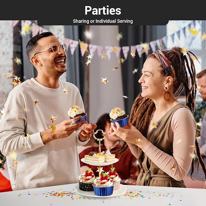 EUSOAR Disposable Ramekins with Lids, 5oz 100pcs Muffin Liners Cups Creme Brulee Foil Ramekins, Oven Safe Aluminum Cupcake Holders Baking Cups for Party Favor Birthday 5 Colors Mixed