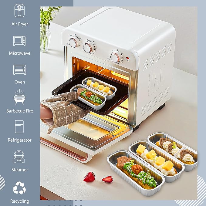 Foil Loaf Pans with Lids, 50 Pack Silver 6.8oz for Meal Prep | Works for sweet bites, savory samples, dips and layered cups; topping visibility supports counter display.