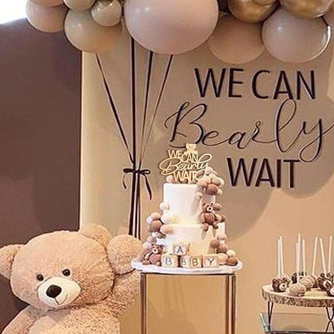 ZAIBIANHAO We Can Bearly Wait Cake Topper | Bear Theme Cake Decorations, Beary Baby Shower Party Supplies, Gender Reveal Cake Smash Photo Props