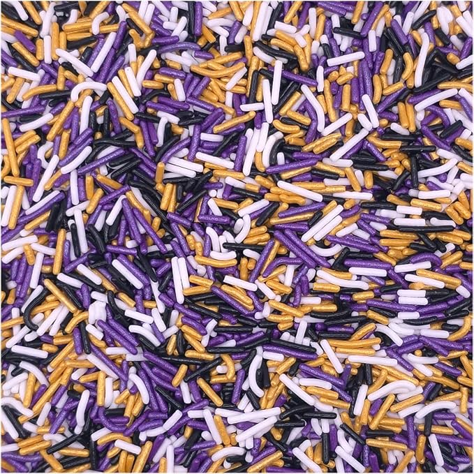 NCS Baltimore Game Day Black, Purple, Gold & White Jimmies Edible Sprinkles – Cupcake, Cake & Cookie Decorations, 7 oz