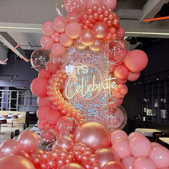 Voircoloria 105pcs Retro Hot Pink Balloons 12inch Party Latex Balloons for Boys Girls Birthday Baby Shower Gender Reveal Wedding Sunflower Party Decorations