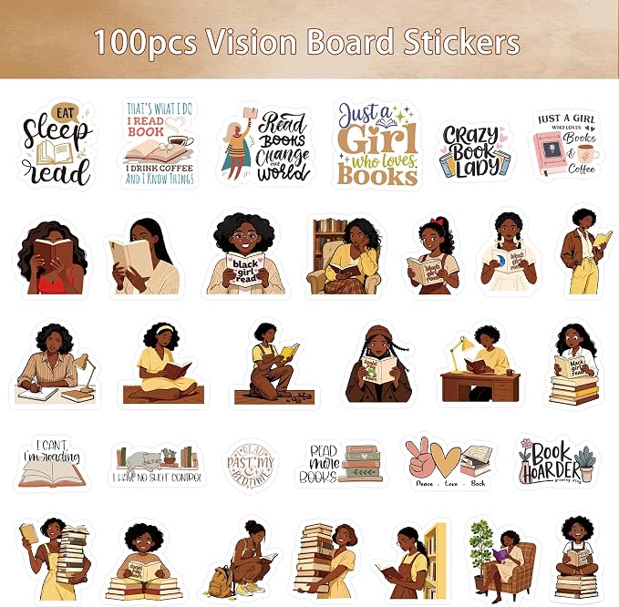 100 Pcs Vision Board Supplies Stickers, Hand Drawn Waterproof Planner Stickers for Journals Laptops Water Bottles, Prayer Board Supplies,Scrapbooking Accessories Gifts for Women Teens