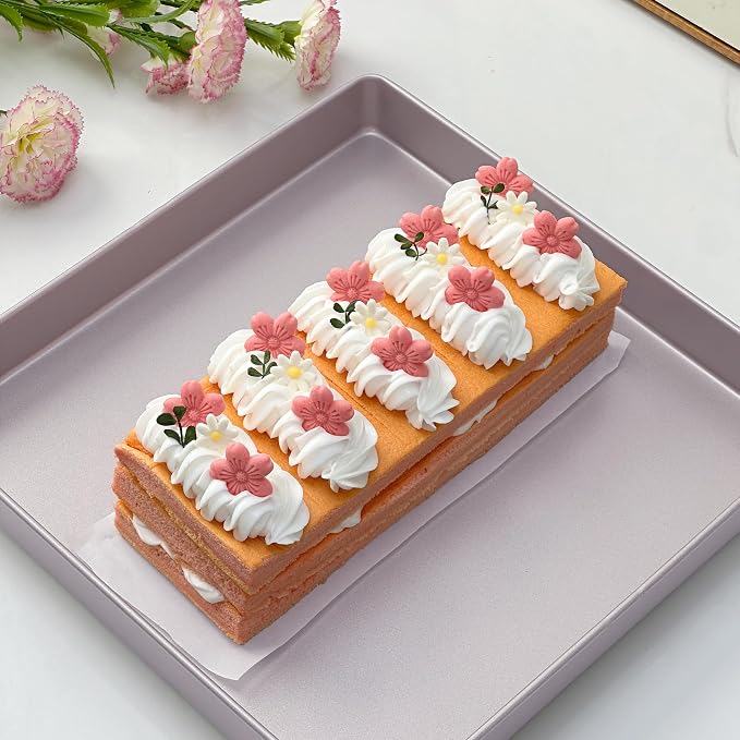 11-Inch Baking Sheet Pan Non-Stick Square Baking Pan Jelly Roll Bakeware for Oven Roasting 11.2" × 11.2" × 1.38" (Champagne Gold)