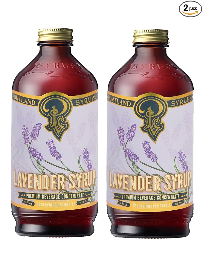 Portland Syrups Lavender Syrup - Lavender Beverage Concentrate for Tea, Matcha, Coffee, Sodas, and Baking - Floral Flavor for Crafting Refreshing Drinks - 12 oz Bottle, 24 Servings (Pack of 2)