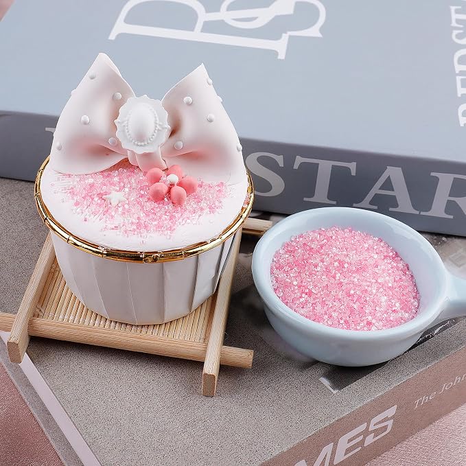 Pink White Sanding Sugar Sprinkles - Sparkling Sugar Crystals (130g/4.6oz) | Edible Princess Sprinkles for Baking Decorations, Cookies, Cupcakes, Cakes, Ice Cream Toppings