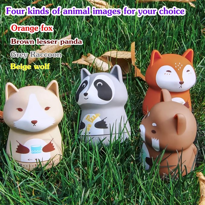 Mechanical Kitchen Timer, Cute Animal Timer for Kids, Wind Up 60 Minutes Manual Countdown Timer for Classroom, Home, Study and Cooking (Beige Wolf)