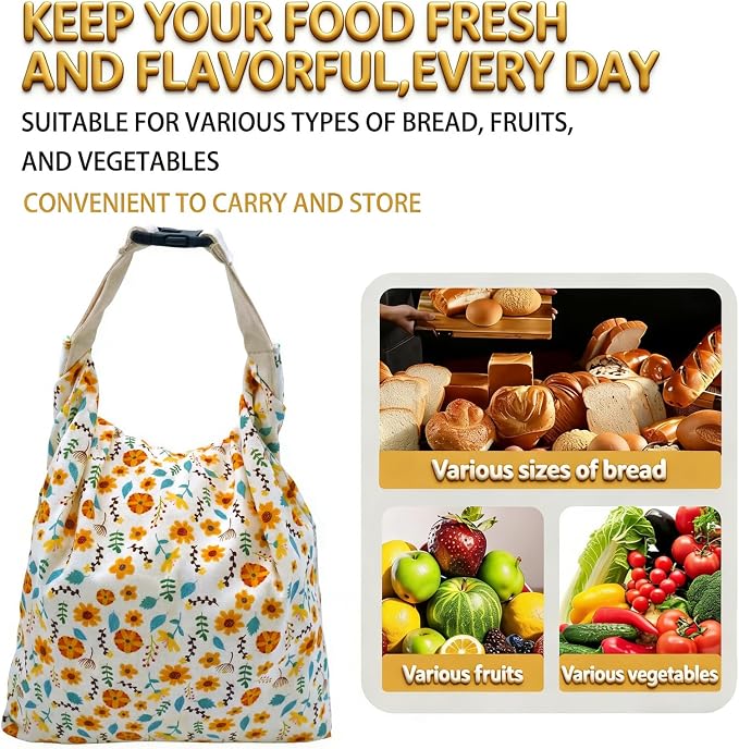 Beeswax Bread Bags 17×13 Inch (2 Pack) with Zipper, Reusable Cotton Bread Bags for Homemade Bread Storage and Freezing, Double Seal to Lock in Moisture