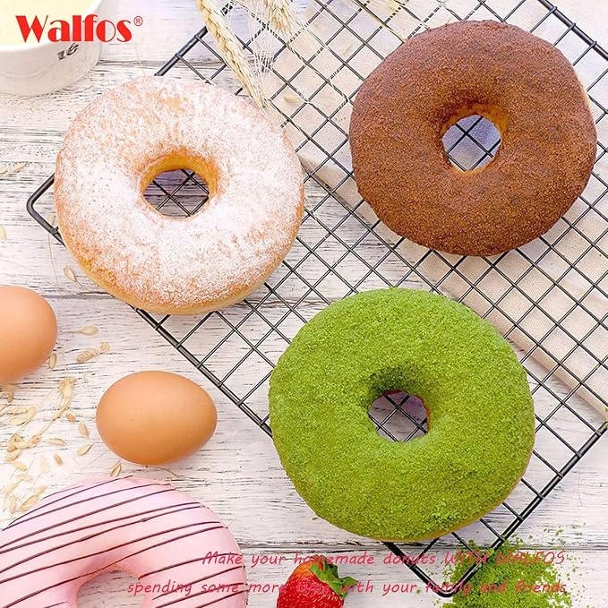 Walfos Full Size Silicone Donut Mold - 4 Inch Big Size Silicone Doughnut Pan Set, Non-Stick, Just Pop Out! Heat Resistant, BPA FREE and Dishwasher Safe, for Donut Cake Biscuit Bagels (3PK)