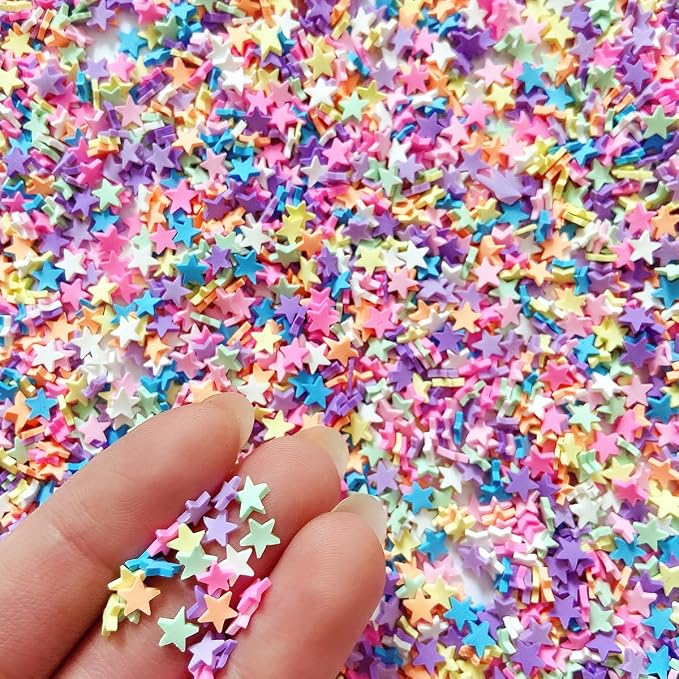 EHOPE 100G Fake Sprinkles Polymer Sprinkles Faux Sprinkles Resin Sprinkles Clay Sprinkles For Resin Fake Candy Sprinkles for Nail Art DIY Crafts Cake Phone Case (100G Pentagram-9)