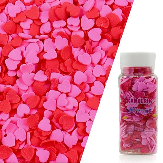 Red & Pink Heart Confetti Sprinkles Edible Heart Cake Decorating Cake Decorations Cupcake Toppers Cookie Decorating Perfect for Cakes, Cupcakes, Desserts Toppings 3OZ