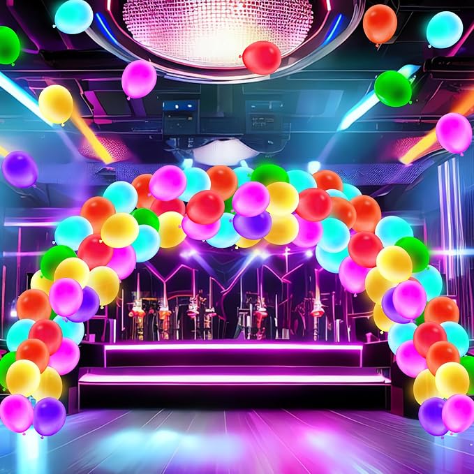 Voircoloria 105pcs UV Neon Balloons 12inch Glow Party UV Black Light Balloons, Glow in the Dark for Birthday, Graduation, Baby Shower,Wedding, Anniversary Valentines Party Decorations