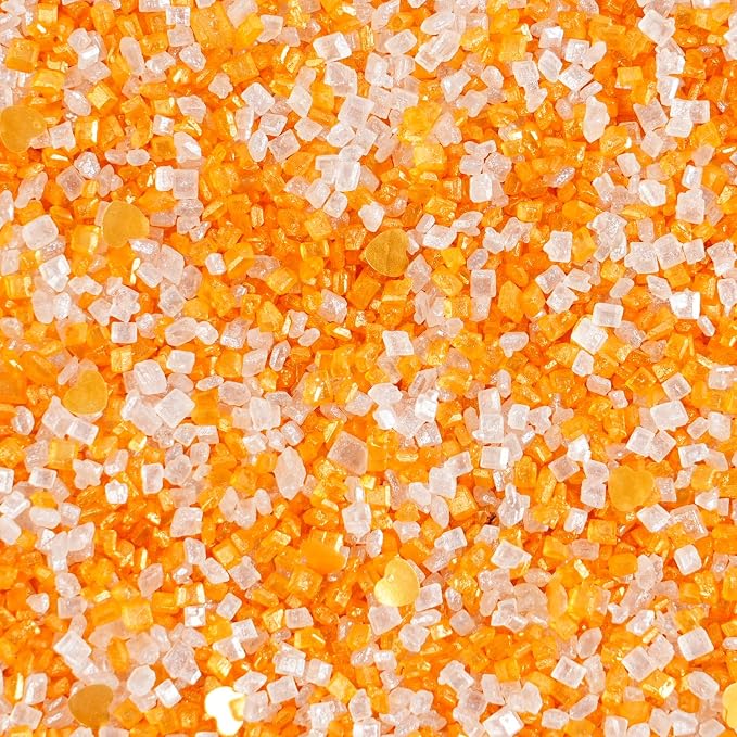 Sanding Sugar Edible Gold Hearts Glitter Mix, Gold and White Sugar Sprinkles for Cake Decorating, Edible Sparkling Sugar Crystals for Baking Cupcake Toppers Cookie Decorations for Wedding Party Celebrations 3.5oz