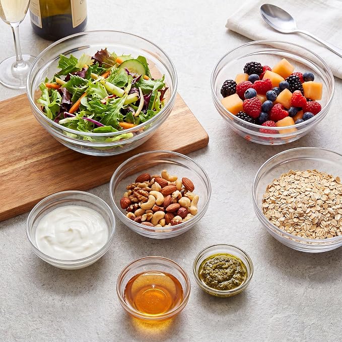 Sawysine 14 Pcs Glass Prep Bowl Sets Clear Small Pinch Bowls Salt Spices Ingredients Serving Bowl Stackable for Kitchen Prep Cooking Dishwasher Safe (1.35oz/2.37oz/4.73oz/8.45oz /12.85oz/20.29oz/37oz)