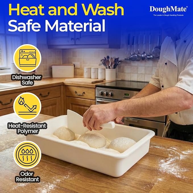 DoughMate® EZ-Lift™ Dough Scraper (2-Pack) – NSF Certified, BPA-Free Plastic Bench Scraper, Non-Scratch Dough Cutter for Pizza, Bread & Sourdough, Ergonomic Handle, Made in USA