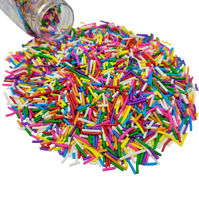 Jimmies Sprinkles, Edible Jimmy Sprinkles, Rainbow Crunchy Jimmies Mix for Cake Decorating, Edible Cookie Cupcake Decorations for Theme Baking and Holiday Party Treats