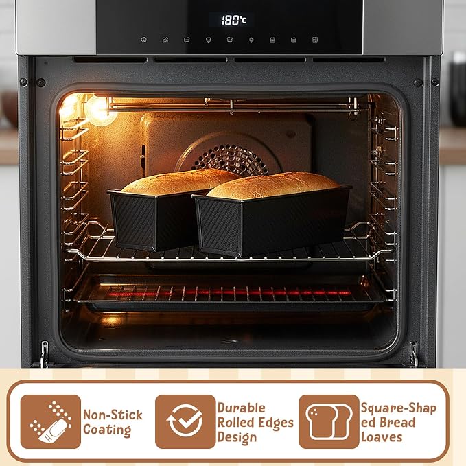 2 Pack Pullman Loaf Pan with Lid, 2.2Lb Non-stick Coating Bread Pan 12.4*4.52*4.3inch Easy to Demold Sandwich Loaf Pans Bread Baking Pans with Lid for Breads Shop Homemade Breads with Family