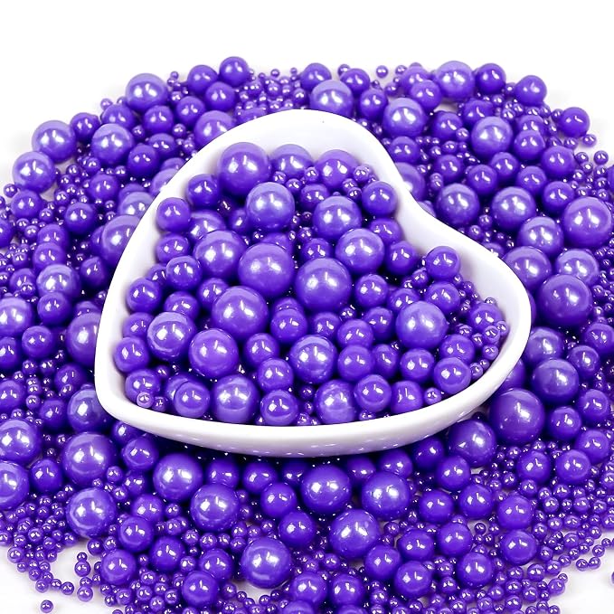 Edible Purple Pearl Sprinkles, Purple Sugar Sprinkles for Cake Decorating, Edible Cake Decorations, Cupcake Toppers, Cookies, Easter Wedding Party Supplies, 180g/6.35oz, Mix Size