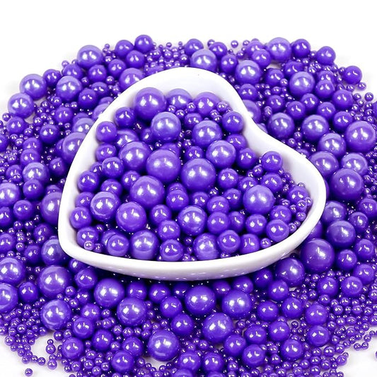 Edible Purple Pearl Sprinkles, Purple Sugar Sprinkles for Cake Decorating, Edible Cake Decorations, Cupcake Toppers, Cookies, Easter Wedding Party Supplies, 180g/6.35oz, Mix Size