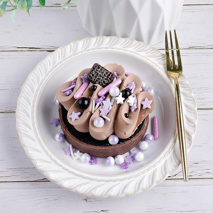 Purple Sprinkles, Edible Pearls Rod Star Sprinkles for Cakes Cupcakes | 4.6oz Dreamy Sprinkles for Ice Cream Baking Cookies