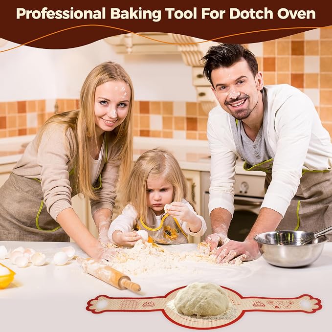 2PCS Silicone Bread Sling for Dutch Oven, 6 Inch Non-Stick Round Sourdough Baking Slings, Reusable Baking Cooking Transfer Mats with Long Cat-Shape Handle, Easy To Transfer Bread More Easily