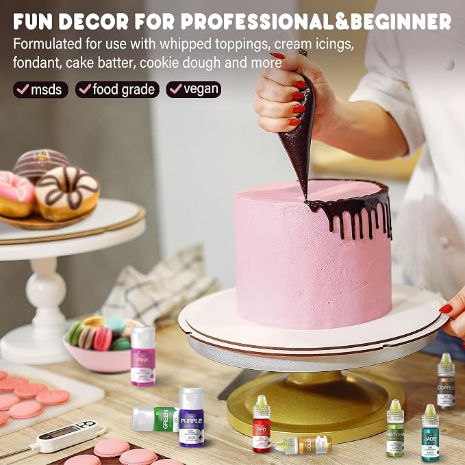 Gel Food Coloring - 22 Vivid Colors Gel Food Coloring Set for Baking, Cake Decorating, Cookie, Fondant, Macaron - Tasteless Concentrated Edible Food Color Dye for Icing, Drinks, Crafts - 6ml Bottles