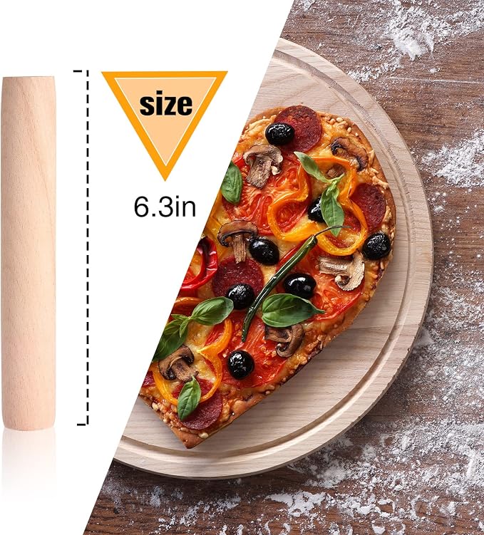 Patelai 30 Pieces Small Wooden Rolling Pin, Dumpling Dough Roller Wooden Mini Rolling Pins Kitchen Utensil Tool for Fondant, Pasta, Bread, Pastry, Cookies, Pizza, Pie, Cylinder Style, 6.3 Inch