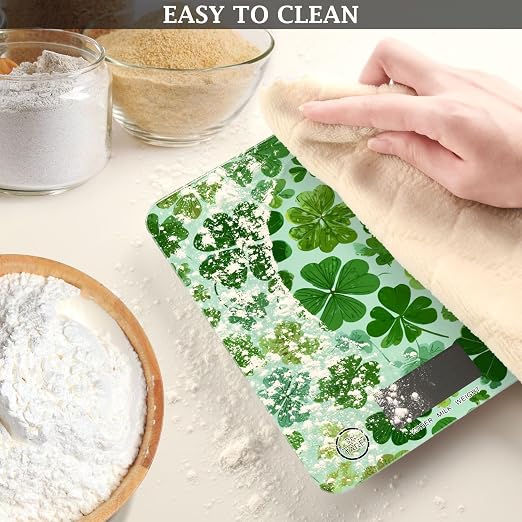 Food Scale Kitchen Scale Food Weight Scales Digital Weight Grams and Ounces Small Electronic Food Scale for Baking Cooking Green Nature St Patrick Clovers