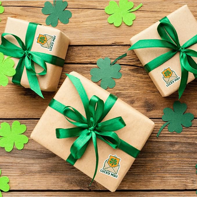 200 PCS St. Patrick's Day Packaging Stickers,Lucky Mail Sticker for Small Business Envelopes Shipping Boxes Gift Packaging
