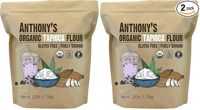 Anthony's Organic Tapioca Flour Starch, 2.5 lb, Gluten Free, Non GMO (Pack of 2)
