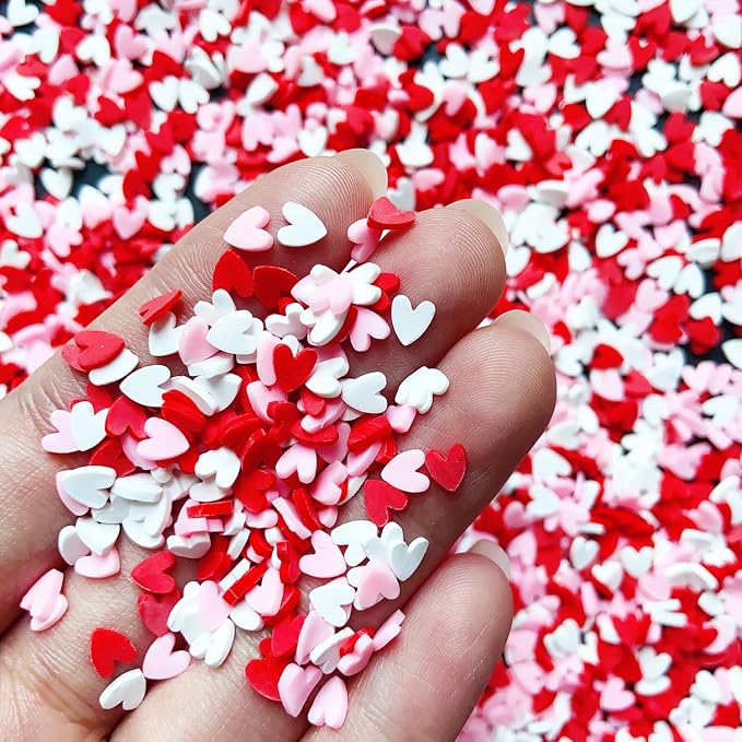 EHOPE 100G Fake Sprinkles Polymer Sprinkles Faux Sprinkles Resin Sprinkles Clay Sprinkles For Resin Fake Candy Sprinkles for Nail Art DIY Crafts Cake Phone Case (100G Heart-3)