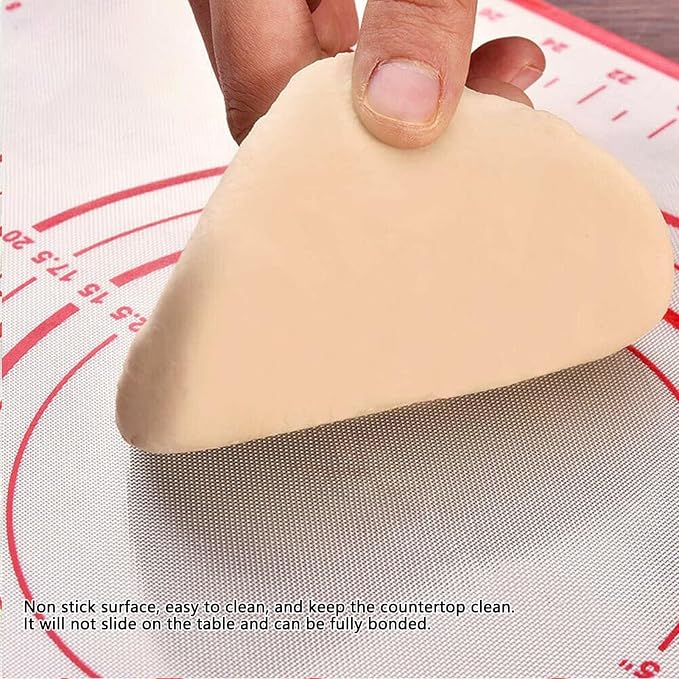 Silicone Pastry Baking Mat Dough, Non Slip Silicone Pastry Mat Extra Large with Measurements Kitchen Counter Kneading Cooking Board Pad Matt for Pie Pizza Cookies Fondant Making