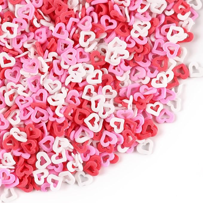 Valentines Sprinkles for cake decorating, 7 oz Heart Sprinkles, Red/Pink/White Love Confetti Sprinkles for Cupcake, Cookies, Ice Cream Topper, Edible Cake Decorationss, Baking Desserts