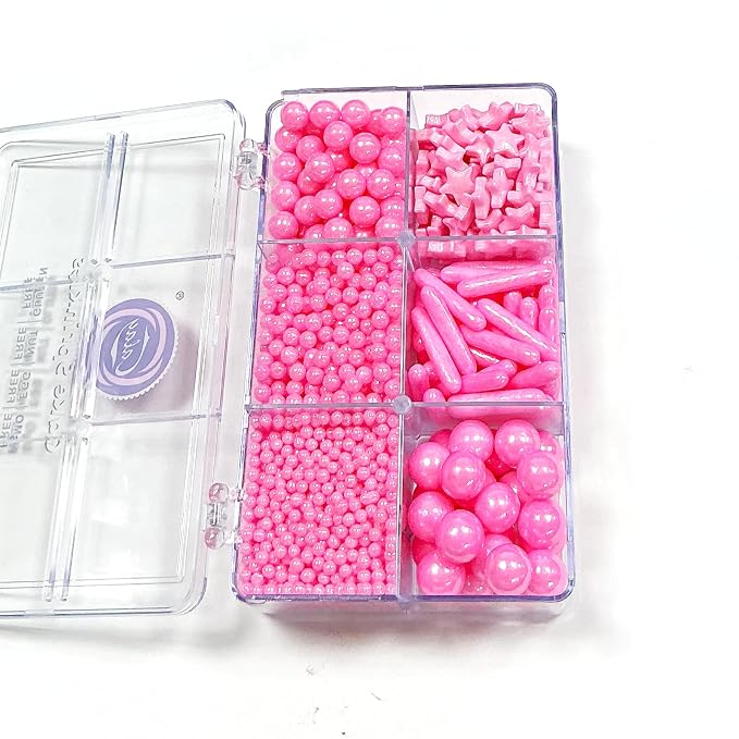 Homipooty Edible Pink Pearl Sugar Sprinkles 130g/4.58oz Pink Pearl Star Sprinkles For Cake Decorations Wedding，Cookies，Ice Cream, Cupcake Toppers, Halloween Christmas Supplies