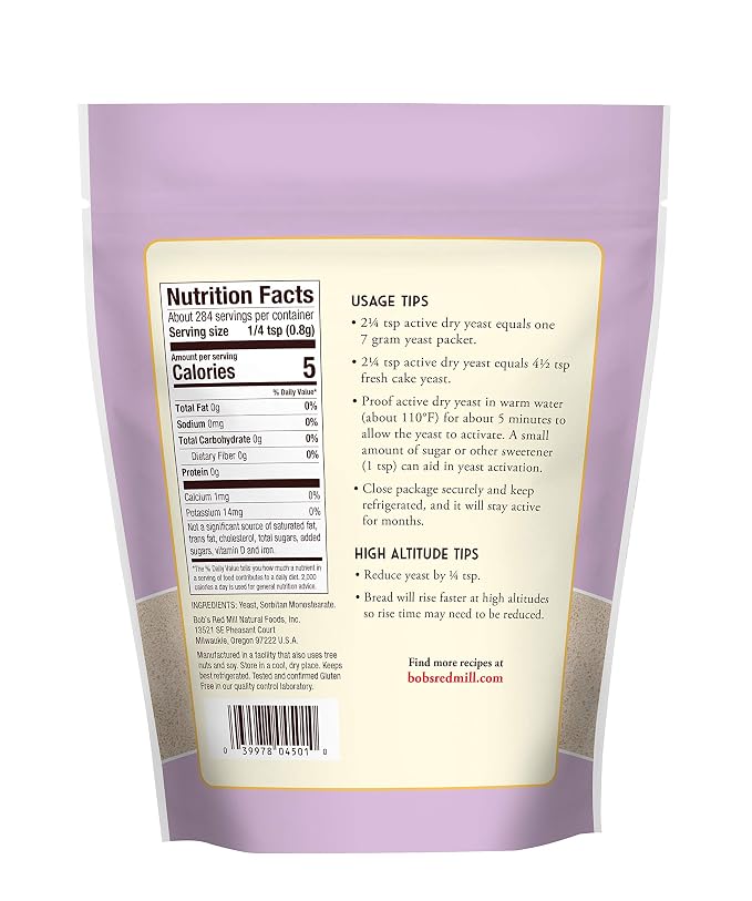 Bob's Red Mill Active Dry Yeast, 8oz (Pack of 1) - Gluten Free, Vegan, Paleo Friendly, Kosher