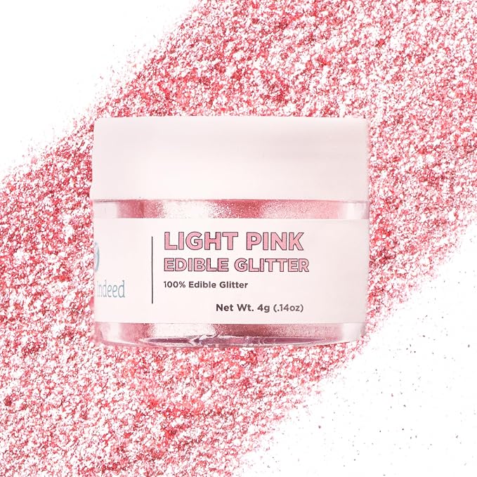 Sweets Indeed Pink Edible Glitter – Valentines Day Food-Grade Drink & Baking Shimmer for Cocktails, Beverages, Cakes & Desserts – 4 gram jar