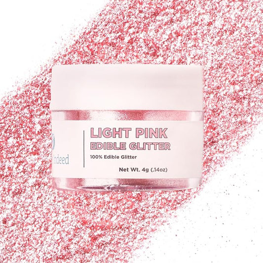Sweets Indeed Pink Edible Glitter – Valentines Day Food-Grade Drink & Baking Shimmer for Cocktails, Beverages, Cakes & Desserts – 4 gram jar
