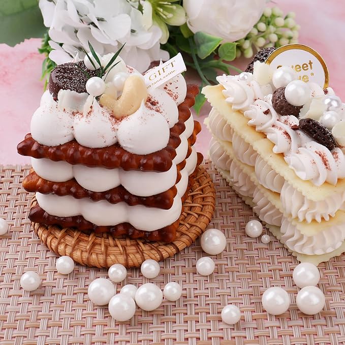 White and Gold Pearl Sprinkles for Cake Decorating(2-Pack), 4 Sizes Sugar 9.2oz, Cupcake, Ice Cream, Donuts, Macaron Toppings Supplies (2mm, 4mm, 7mm, 1cm)