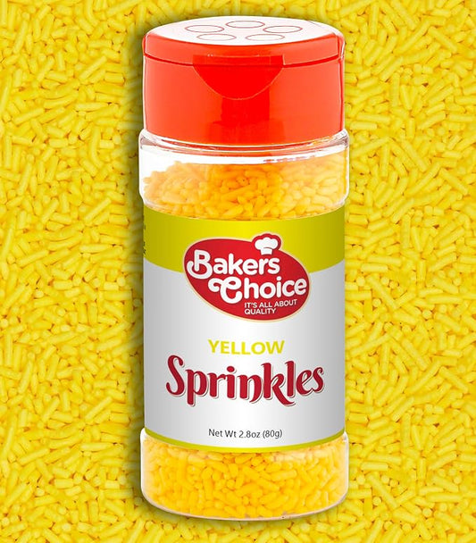 Bakers Choice Yellow Sprinkles for Baking - Jimmies Sprinkles for Ice Cream Toppings - Dairy Free, Kosher 2.8 oz.