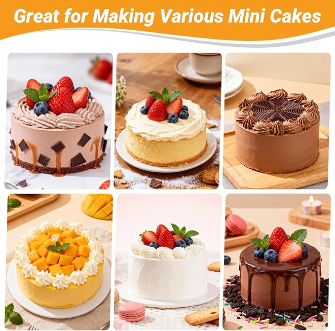 Beasea 6 Inch Cake Pan Set of 3, Heavy Duty Carbon Steel Cheesecake Pan, Nonstick Round Layer Cake Mold Tin for Home Baking Bakeware Oven