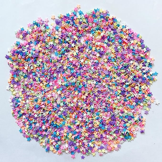 EHOPE 100G Fake Sprinkles Polymer Sprinkles Faux Sprinkles Resin Sprinkles Clay Sprinkles For Resin Fake Candy Sprinkles for Nail Art DIY Crafts Cake Phone Case (100G Pentagram-9)
