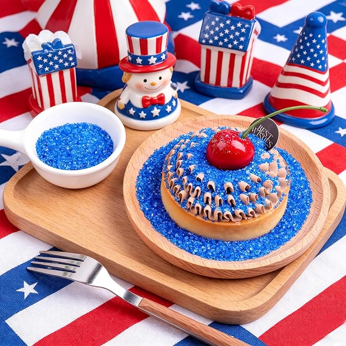 Red White and Blue Sprinkles, 11.3oz/320g Edible Patriotic Sprinkles Mixed Star Nonpareils Jimmies Sanding Sugar, 4th of July Sprinkles 4 Jars Set for Baking Cakes Cupcakes Cookies Ice Cream