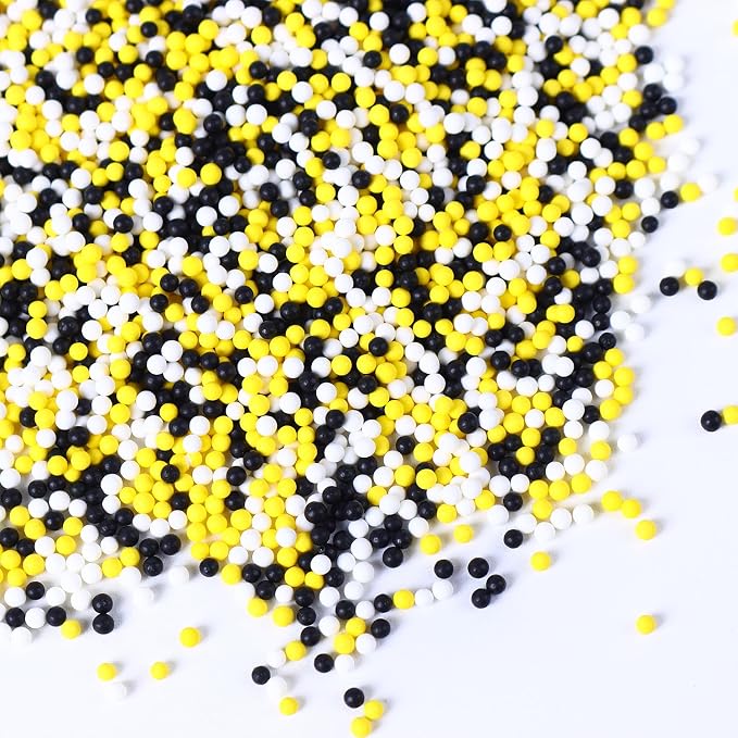 Edible White, Black and Yellow Sprinkles, Nonpareil Sprinkles, Edible Nonpareil 2mm Pears for Cake, Macaron, Cupcakes, Cookies, Ice Cream, and Candy(120g/4.23oz)