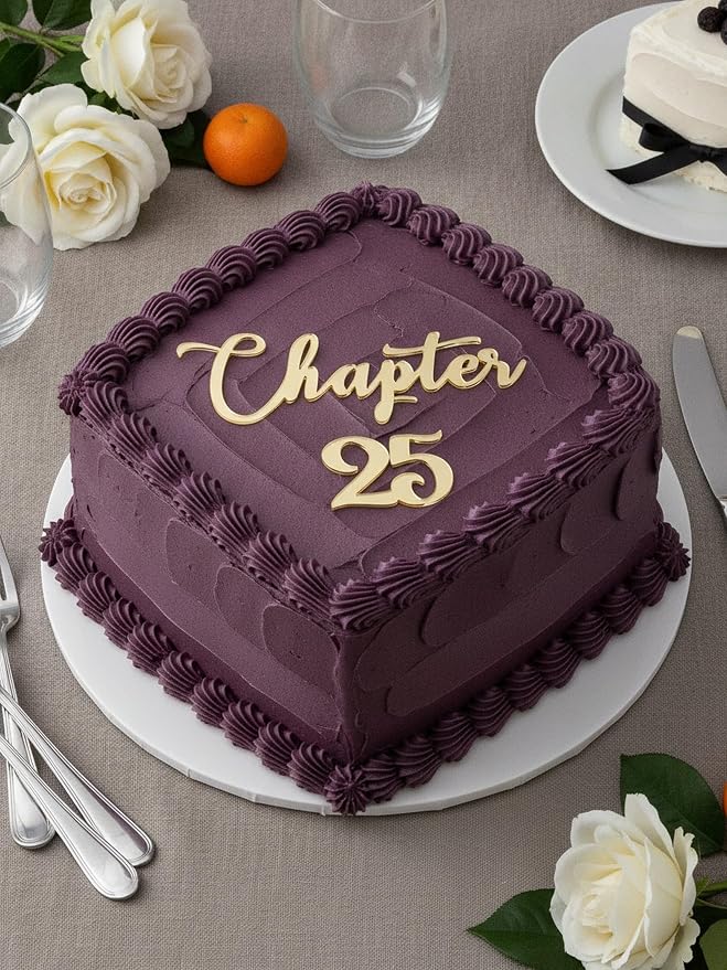 C775 Gold Chapter 25 Cake Topper, Acrylic Funny 25 Years Old Party DéCor, Happy 25th Birthday Cake Topper For Girls & Boys, Cheers To 25 Years Old 25th Birthday Wedding Anniversary
