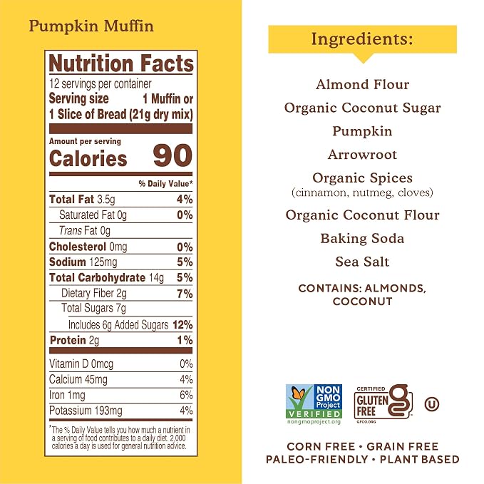 Simple Mills Almond Flour Baking Mix, Gluten Free Pumpkin Bread Mix, Muffin pan ready, Made with whole foods, 3 Count (Packaging May Vary)